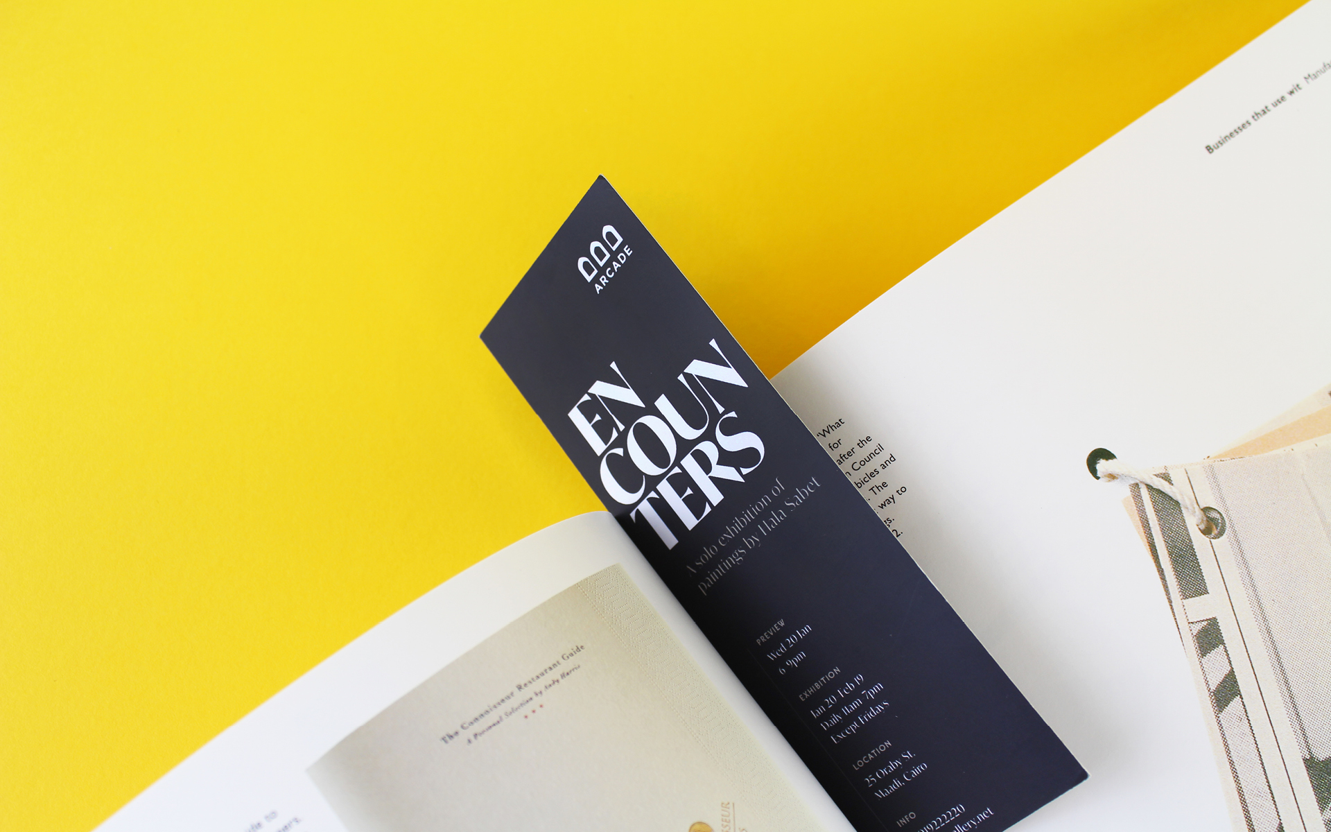 Bookmark design as part of exhibition print collateral for Hala Sabet