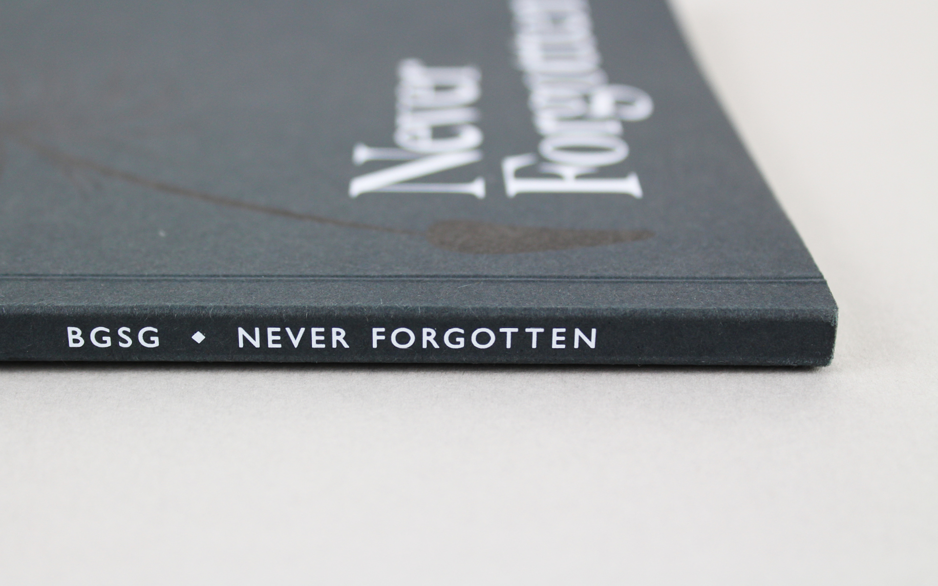 Spine design for Never Forgotten book of poems