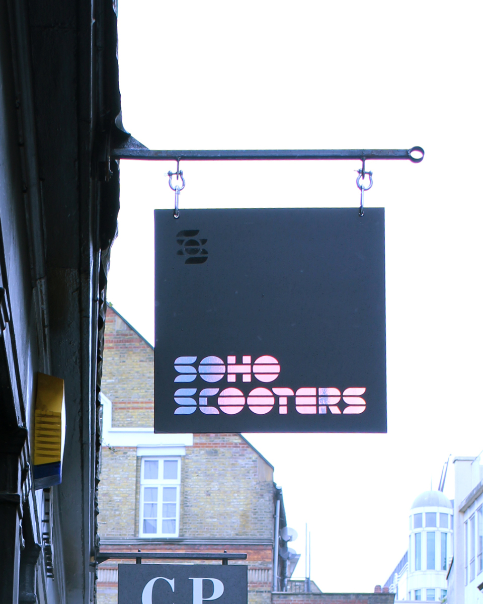 Swing sign design for Soho Scooters