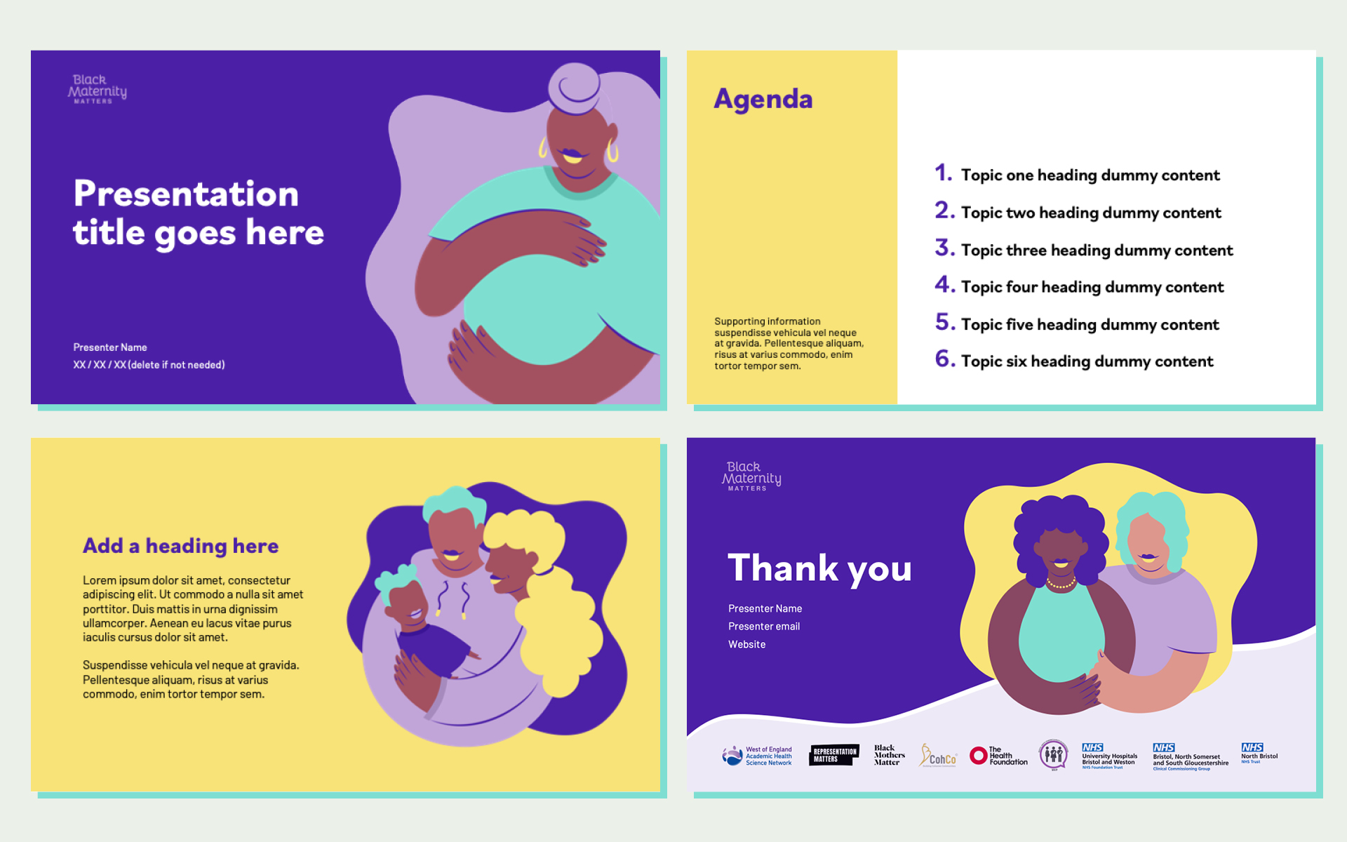 Design templates for Black Maternity Matters communications