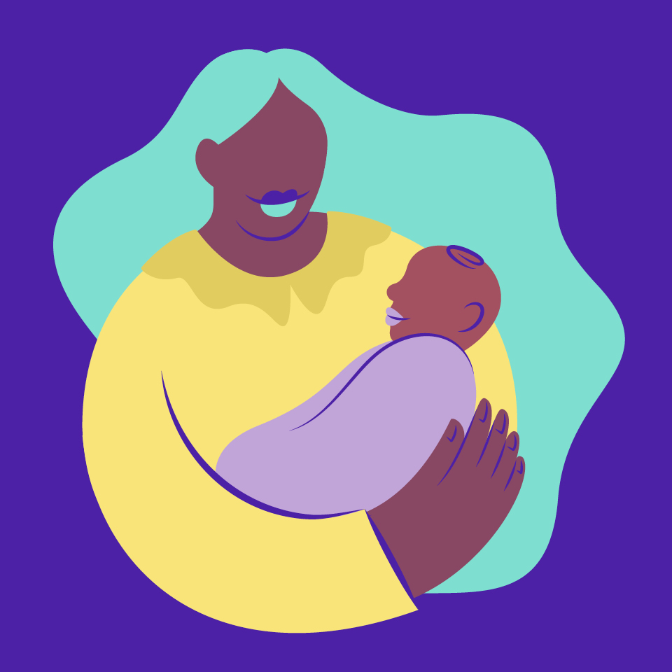 Illustration of mother and child for Black Maternity Matters